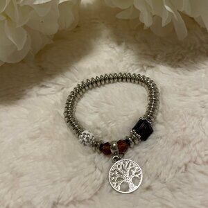 Silver Tone Bracelet with Tree of Life Charm